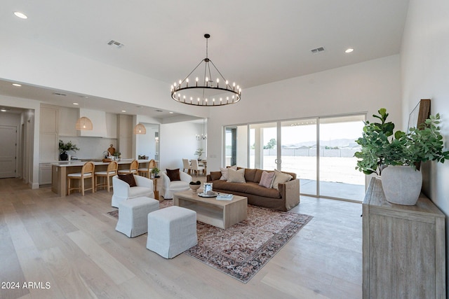 living room with light hardwood / wood-style floors