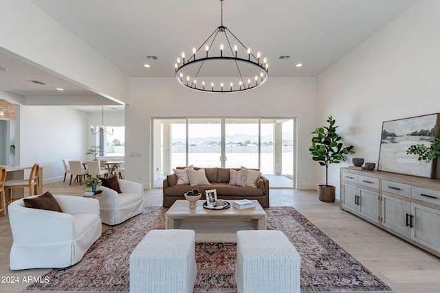 living room featuring light wood-type flooring