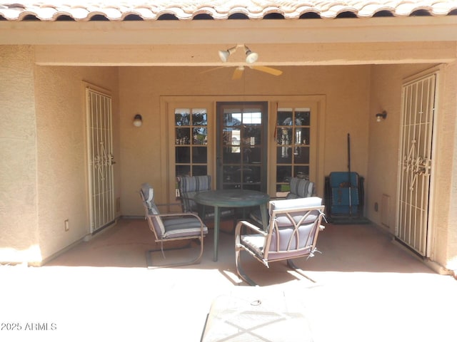 9203 W Behrend Dr, Peoria, AZ 85382 - view of patio / terrace featuring ceiling fan and outdoor dining space