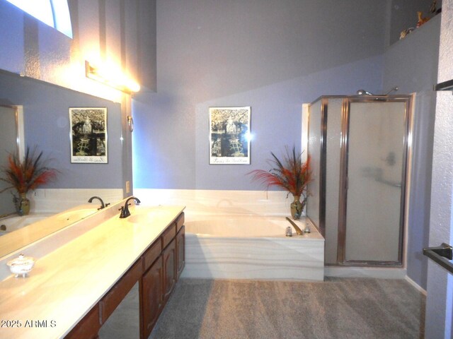 9203 W Behrend Dr, Peoria, AZ 85382 - bathroom with a shower stall, vanity, and a garden tub
