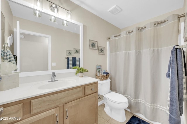46068 W Guilder Ave, Maricopa, AZ 85139 - full bath featuring vanity, tile patterned flooring, and a shower with shower curtain