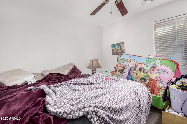 36480 W El Greco St, Maricopa, AZ 85138 - bedroom featuring visible vents, wood finished floors, and a ceiling fan