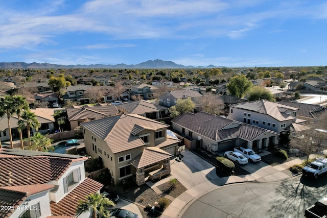 aerial view with a mountain view