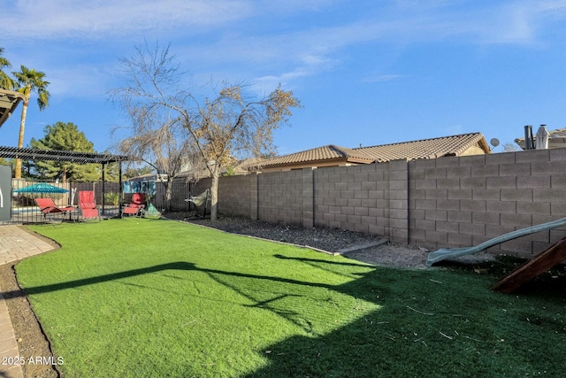 view of yard with a playground