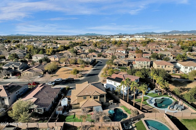 drone / aerial view with a mountain view