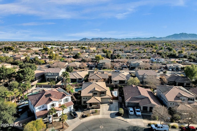 aerial view with a mountain view