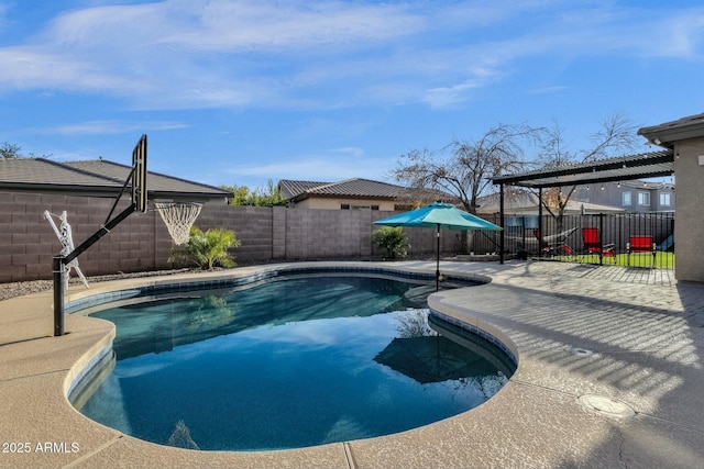 view of swimming pool with a patio area