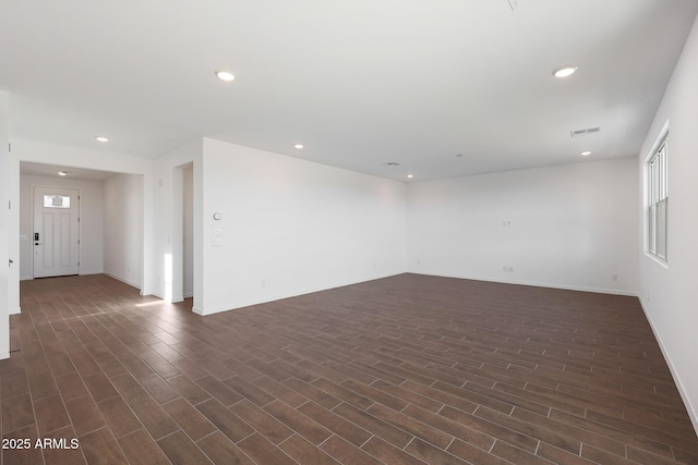 4106 W Eli Dr, San Tan Valley, AZ 85144 - unfurnished room with visible vents, recessed lighting, dark wood-style flooring, and baseboards
