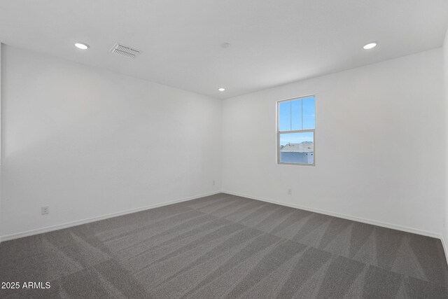 4106 W Eli Dr, San Tan Valley, AZ 85144 - empty room with visible vents, recessed lighting, baseboards, and dark colored carpet