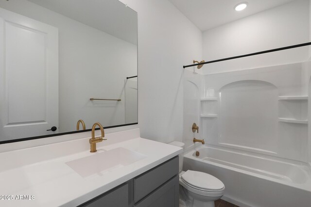 4106 W Eli Dr, San Tan Valley, AZ 85144 - full bathroom featuring vanity, shower / bathing tub combination, toilet, and recessed lighting