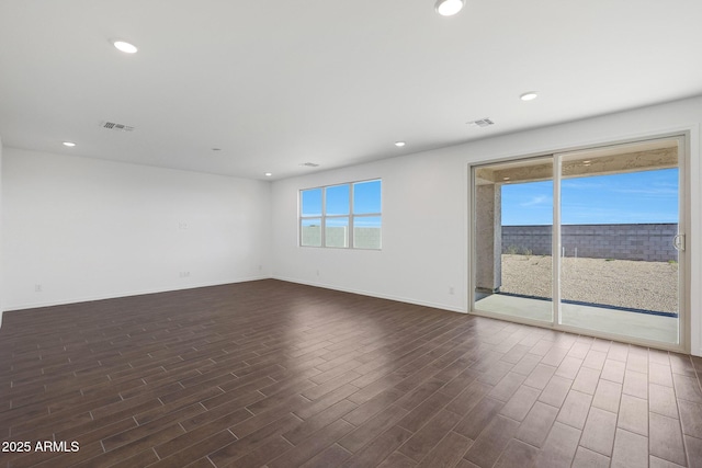 4106 W Eli Dr, San Tan Valley, AZ 85144 - unfurnished room with recessed lighting, dark wood-style floors, visible vents, and baseboards