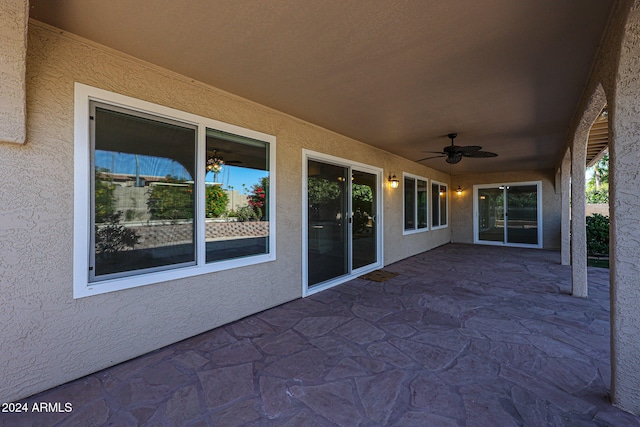 view of patio / terrace with ceiling fan