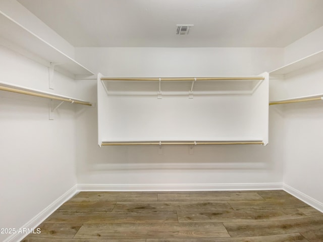 spacious closet featuring dark wood-type flooring