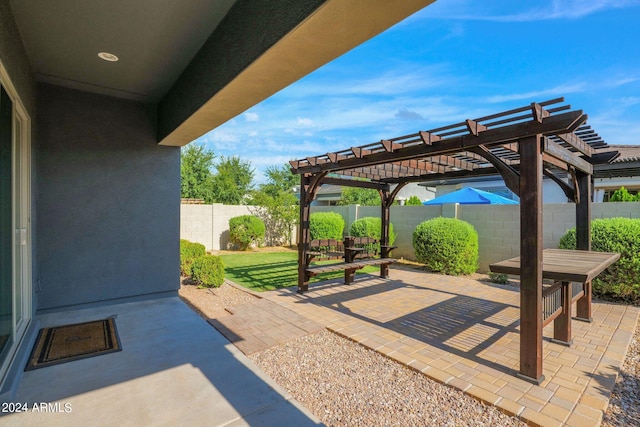 view of patio / terrace featuring a pergola