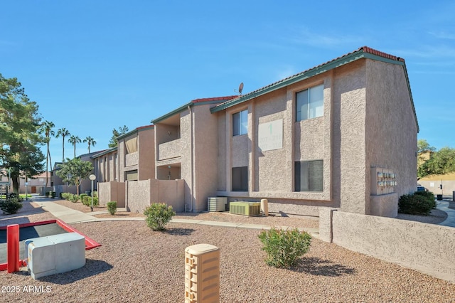 623 W Guadalupe Rd Unit 213, Mesa, AZ 85210 - rear view of house with cooling unit and stucco siding