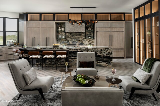 living room featuring light hardwood / wood-style floors