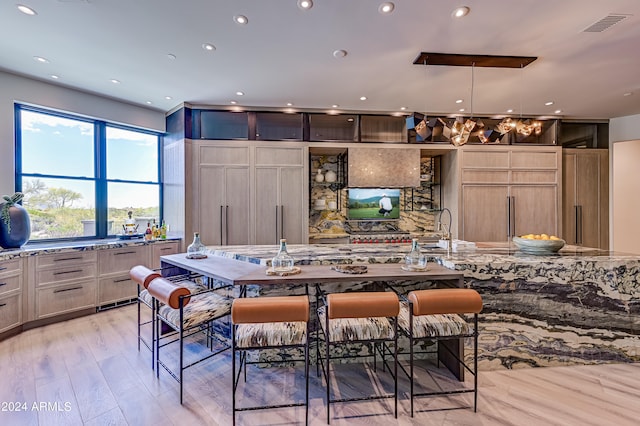 interior space with light hardwood / wood-style floors