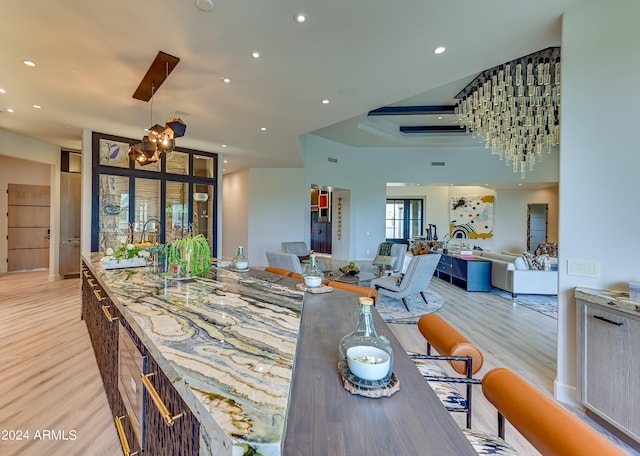 dining space featuring light hardwood / wood-style floors