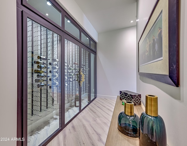 wine area featuring light hardwood / wood-style floors