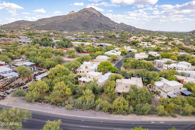 birds eye view of property featuring a residential view and a mountain view