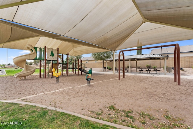 community play area with fence