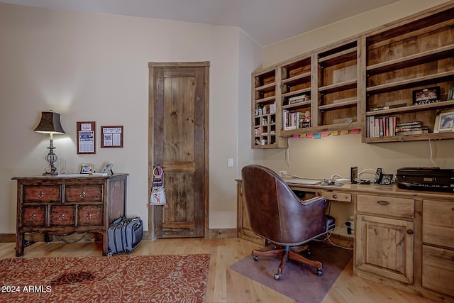 office area featuring light hardwood / wood-style floors