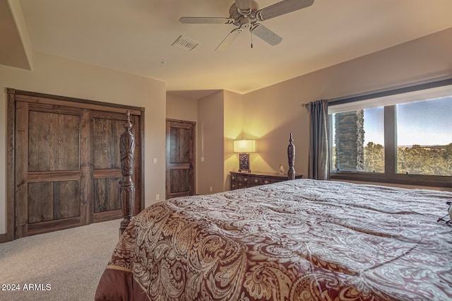 bedroom featuring carpet and ceiling fan