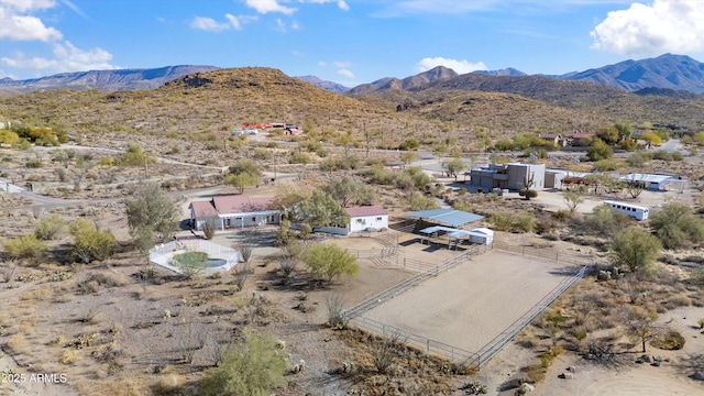 bird's eye view with a mountain view