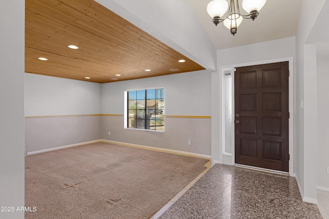 entryway with recessed lighting, baseboards, and granite finish floor