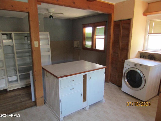 60 Wood Cyn, Bisbee, AZ 85603 - laundry area with light floors, washer / dryer, laundry area, and ceiling fan