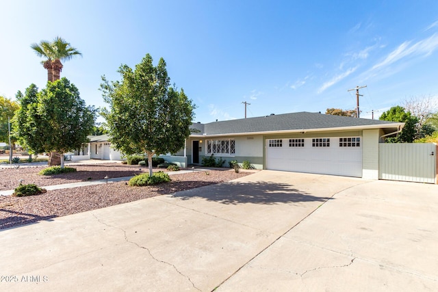 single story home with a garage