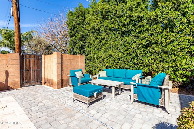 view of patio featuring an outdoor hangout area