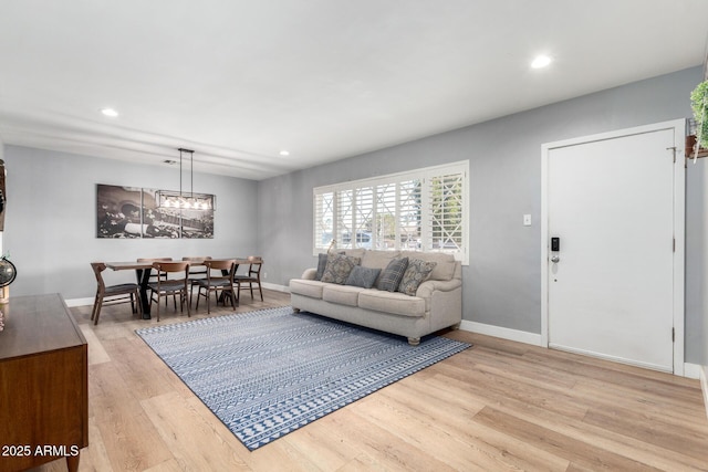 living room featuring light wood-type flooring