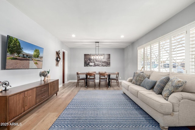 living room featuring light wood-type flooring