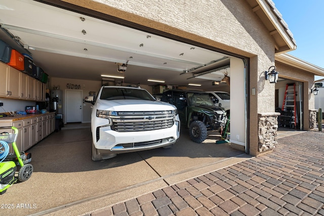 garage with a garage door opener