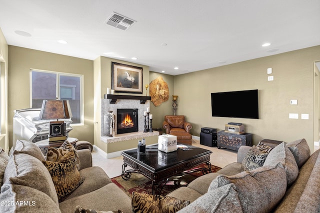 view of tiled living room