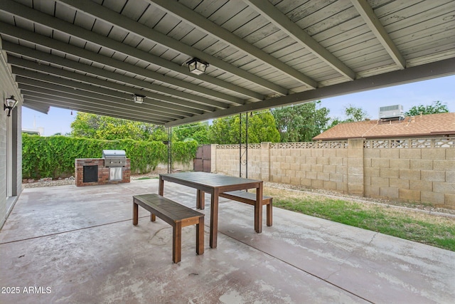 1649 W Royal Palm Rd, Phoenix, AZ 85021 - view of patio with a fenced backyard, outdoor dining space, and a grill