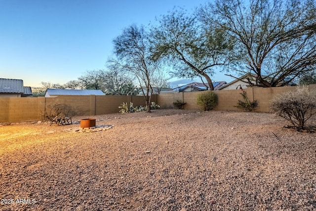 view of yard featuring a fenced backyard