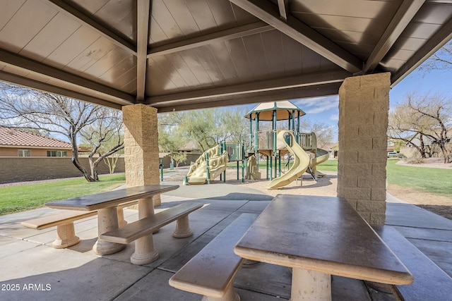 view of patio / terrace featuring playground community