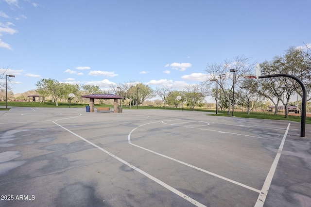 view of basketball court featuring a gazebo and community basketball court