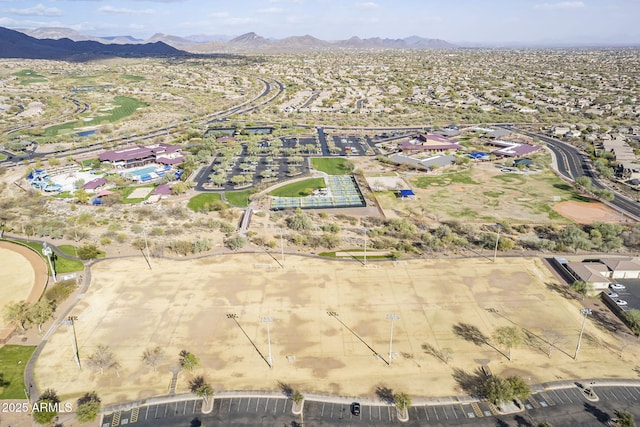 drone / aerial view with a mountain view