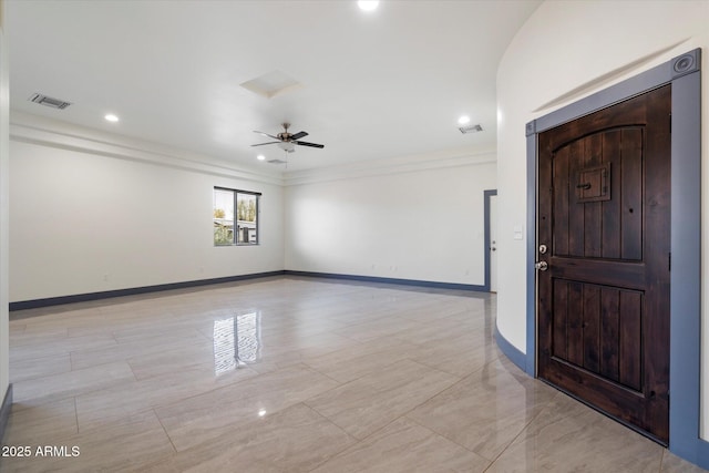 28301 N 154th St, Scottsdale, AZ 85262 - spare room with ceiling fan, crown molding, recessed lighting, and baseboards