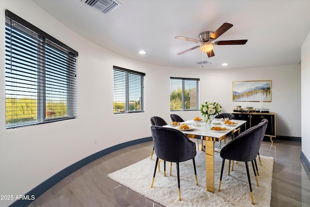 28301 N 154th St, Scottsdale, AZ 85262 - dining room with baseboards, recessed lighting, and a ceiling fan