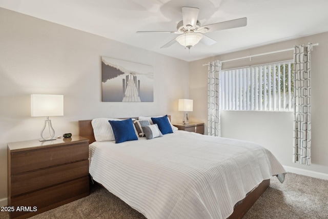 8107 E Mitchell Dr, Scottsdale, AZ 85251 - bedroom featuring baseboards, a ceiling fan, and carpet