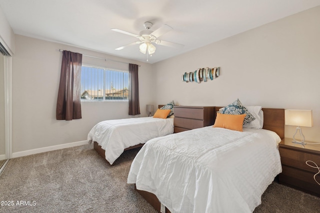 8107 E Mitchell Dr, Scottsdale, AZ 85251 - carpeted bedroom featuring ceiling fan and baseboards