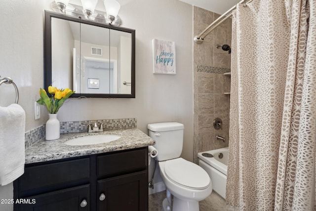 8107 E Mitchell Dr, Scottsdale, AZ 85251 - bathroom featuring visible vents, toilet, shower / bath combo, and vanity