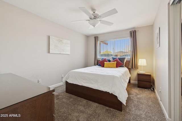8107 E Mitchell Dr, Scottsdale, AZ 85251 - bedroom with carpet, baseboards, and ceiling fan
