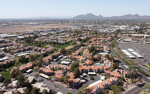 birds eye view of property featuring a residential view and a mountain view