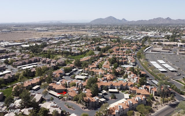 birds eye view of property featuring a residential view and a mountain view