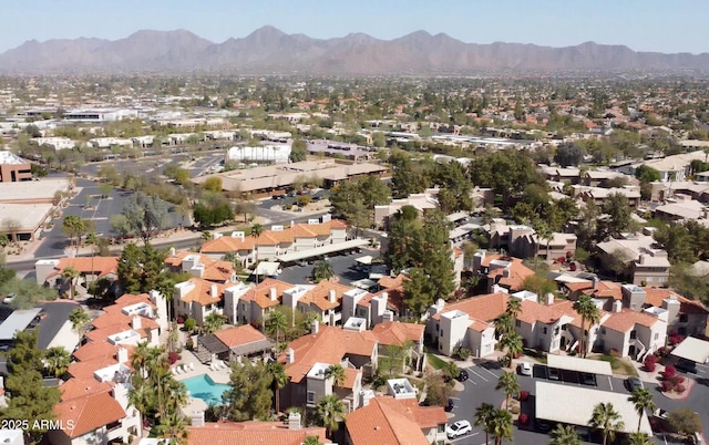 bird's eye view with a residential view and a mountain view